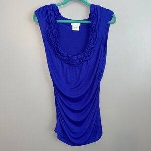 Soft Surroundings Ruffle Scoop Neck Draped Sleeveless Top Size Small